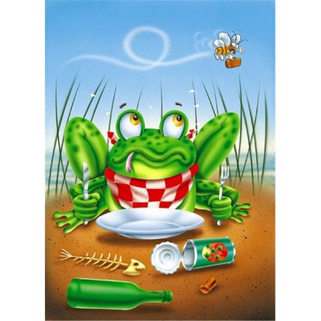PATIOPLUS Frog Happy Plate Flag Garden Size PA633165